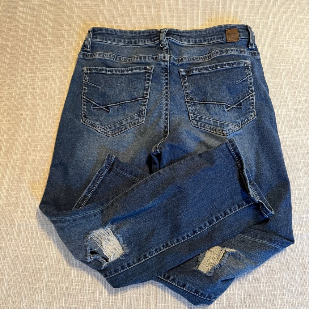 BKE Payton Universal Fit Mid-Rise Distressed Straight Leg Cropped Jeans 28 Dark